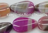 CAA312 15.5 inches 22*30mm flat teardrop fuchsia line agate beads