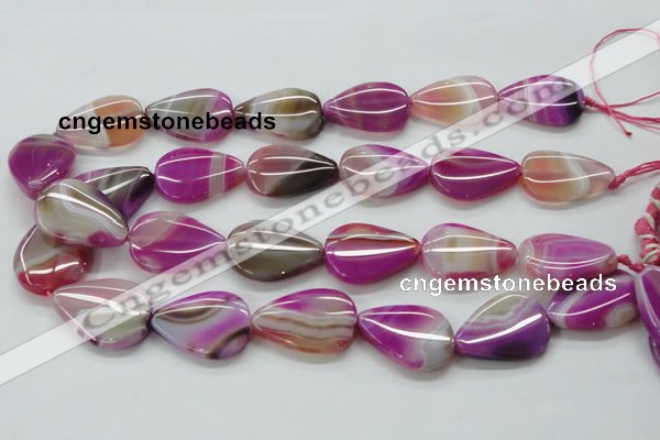 CAA312 15.5 inches 22*30mm flat teardrop fuchsia line agate beads