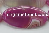 CAA313 15.5 inches 30*60mm oval fuchsia line agate beads