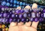 CAA3134 15 inches 12mm faceted round fire crackle agate beads wholesale