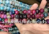 CAA3135 15 inches 12mm faceted round fire crackle agate beads wholesale