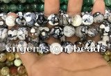 CAA3144 15 inches 12mm faceted round fire crackle agate beads wholesale