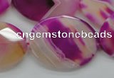 CAA315 15.5 inches 20*26mm faceted oval fuchsia line agate beads