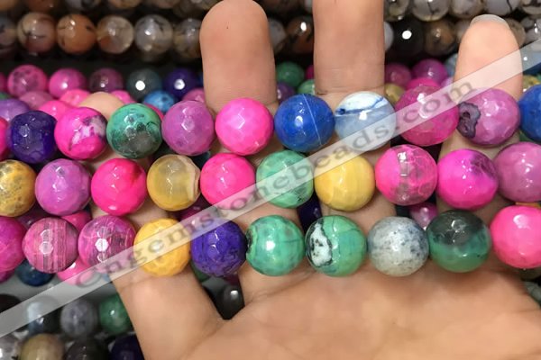 CAA3150 15 inches 12mm faceted round fire crackle agate beads wholesale