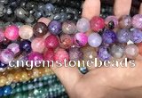 CAA3156 15 inches 12mm faceted round fire crackle agate beads wholesale