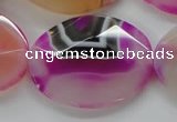 CAA316 15.5 inches 30*40mm faceted oval fuchsia line agate beads