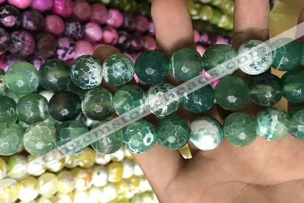 CAA3184 15 inches 14mm faceted round fire crackle agate beads wholesale