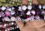 CAA3186 15 inches 14mm faceted round fire crackle agate beads wholesale