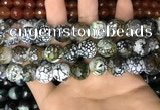 CAA3188 15 inches 14mm faceted round fire crackle agate beads wholesale