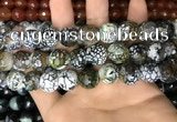 CAA3188 15 inches 14mm faceted round fire crackle agate beads wholesale