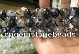 CAA3190 15 inches 14mm faceted round fire crackle agate beads wholesale