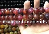 CAA3197 15 inches 14mm faceted round fire crackle agate beads wholesale