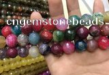 CAA3198 15 inches 14mm faceted round fire crackle agate beads wholesale