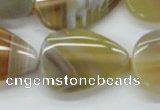 CAA320 15.5 inches 22*32mm flat teardrop yellow line agate beads