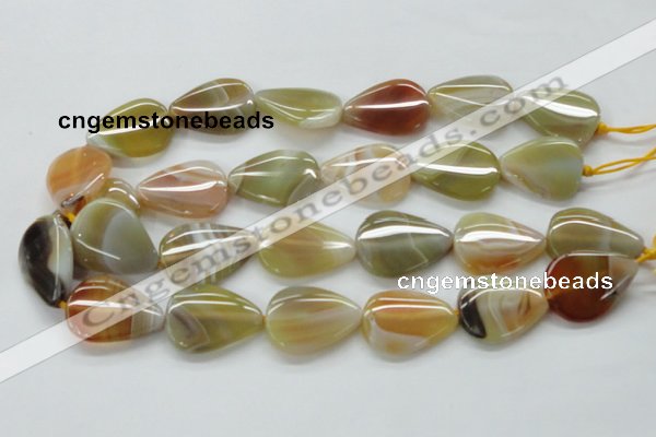 CAA320 15.5 inches 22*32mm flat teardrop yellow line agate beads