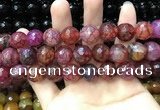 CAA3200 15 inches 14mm faceted round fire crackle agate beads wholesale