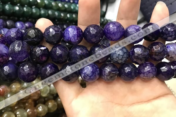 CAA3202 15 inches 14mm faceted round fire crackle agate beads wholesale