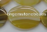 CAA321 15.5 inches 30*40mm oval yellow line agate beads