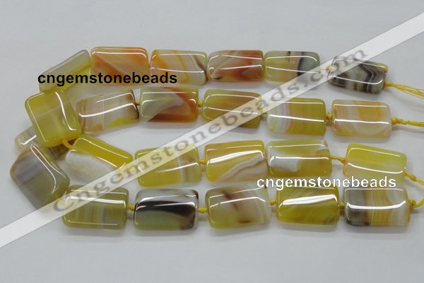 CAA322 15.5 inches 22*32mm rectangle yellow line agate beads