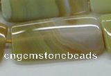 CAA323 15.5 inches 24*50mm rectangle yellow line agate beads