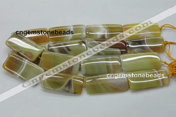 CAA323 15.5 inches 24*50mm rectangle yellow line agate beads