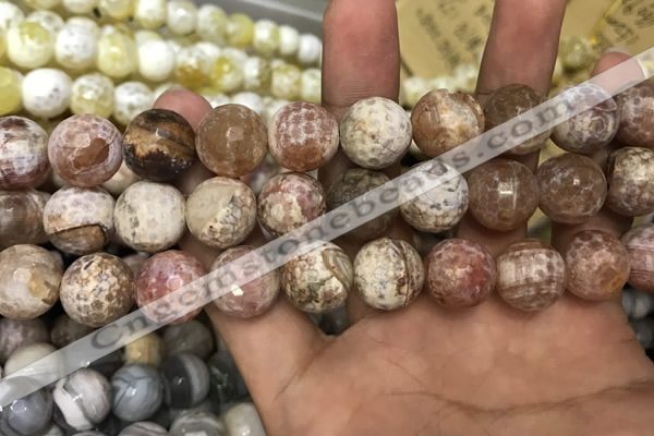 CAA3234 15 inches 16mm faceted round fire crackle agate beads wholesale