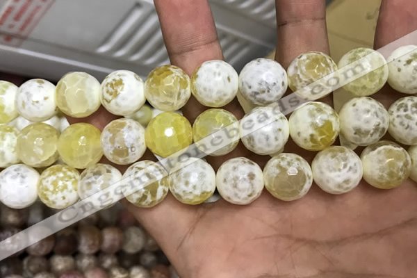 CAA3236 15 inches 16mm faceted round fire crackle agate beads wholesale