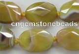 CAA324 15.5 inches 18*25mm faceted oval yellow line agate beads