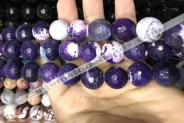 CAA3241 15 inches 16mm faceted round fire crackle agate beads wholesale