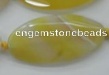 CAA325 15.5 inches 25*50mm faceted marquise yellow line agate beads