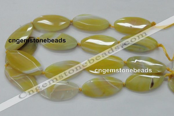 CAA325 15.5 inches 25*50mm faceted marquise yellow line agate beads