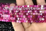 CAA3251 15 inches 4mm faceted round line agate beads wholesale