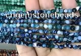 CAA3254 15 inches 4mm faceted round line agate beads wholesale