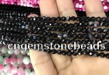 CAA3257 15 inches 4mm faceted round line agate beads wholesale