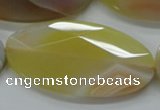 CAA326 15.5 inches 30*60mm faceted oval yellow line agate beads