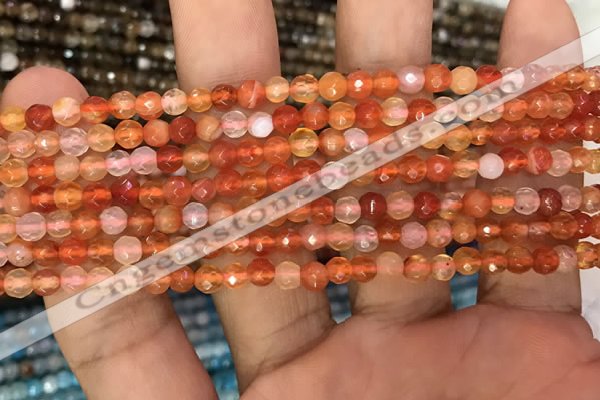 CAA3264 15 inches 4mm faceted round agate beads wholesale