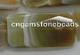 CAA327 15.5 inches 25*50mm faceted rectangle yellow line agate beads