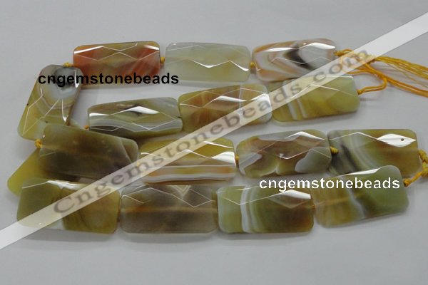 CAA327 15.5 inches 25*50mm faceted rectangle yellow line agate beads