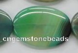 CAA329 15.5 inches 30*40mm oval green line agate beads