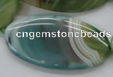 CAA330 15.5 inches 30*40mm oval green line agate beads