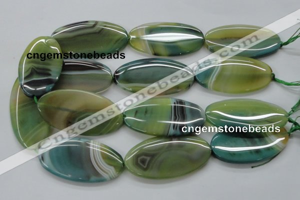 CAA330 15.5 inches 30*40mm oval green line agate beads