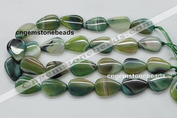 CAA331 15.5 inches 22*28mm flat teardrop green line agate beads