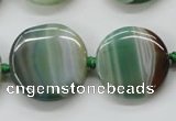 CAA332 15.5 inches 24mm flat round green line agate beads