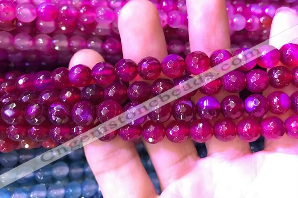 CAA3334 15 inches 8mm faceted round agate beads wholesale