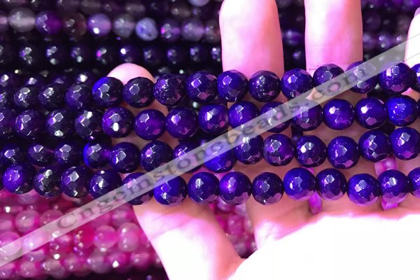 CAA3337 15 inches 8mm faceted round agate beads wholesale