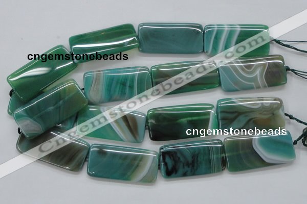 CAA334 15.5 inches 25*50mm rectangle green line agate beads