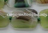 CAA336 15.5 inches 22*30mm faceted rectangle green line agate beads