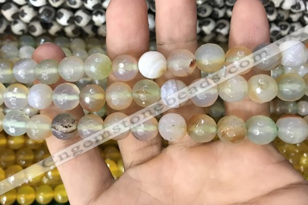 CAA3364 15 inches 10mm faceted round agate beads wholesale