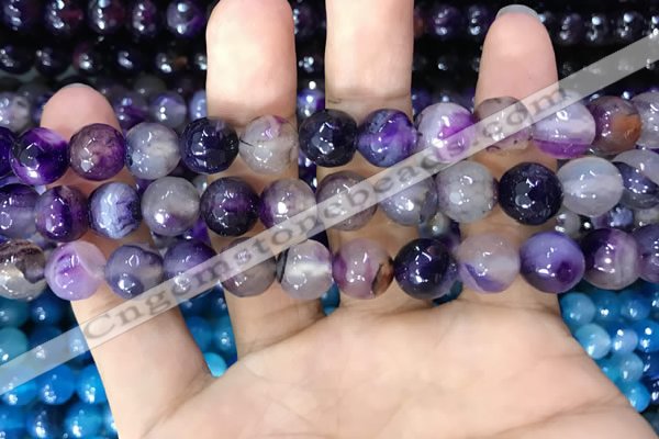 CAA3366 15 inches 10mm faceted round agate beads wholesale