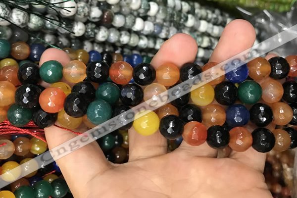 CAA3383 15 inches 10mm faceted round agate beads wholesale
